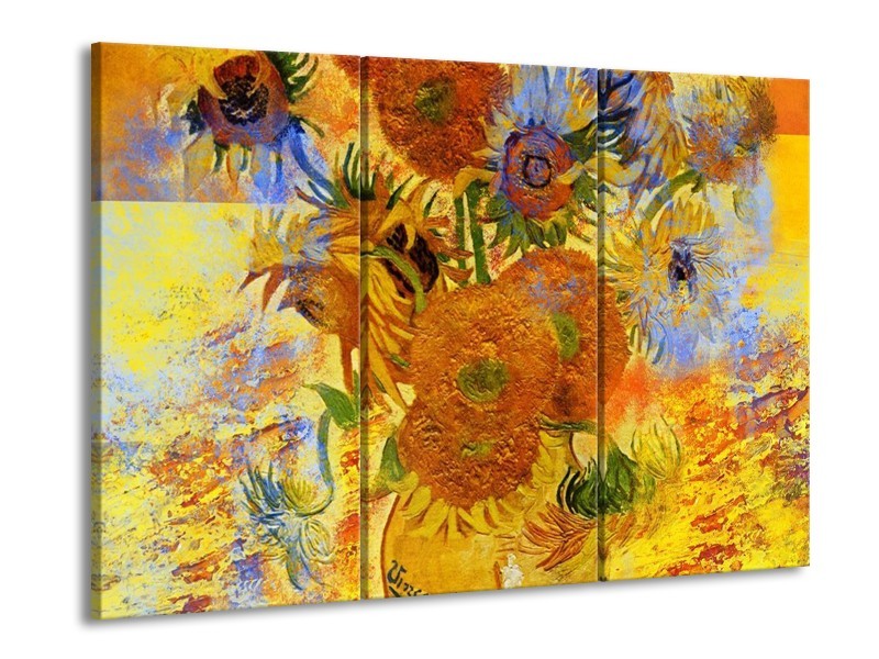 Canvas schilderij Klassiek | Geel, Blauw, Bruin | 90x60cm 3Luik
