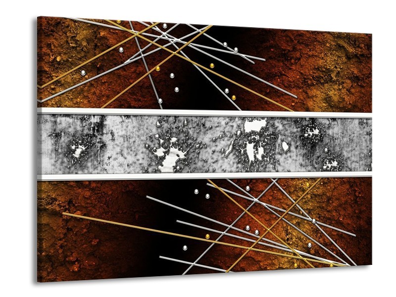 Canvas schilderij Modern | Bruin, Grijs, Geel | 100x70cm 1Luik