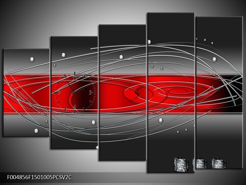 Klok schilderij Modern | Rood, Grijs | 150x100cm 5Luik