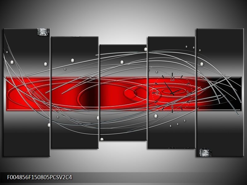 Klok schilderij Modern | Rood, Grijs | 150x80cm 5Luik