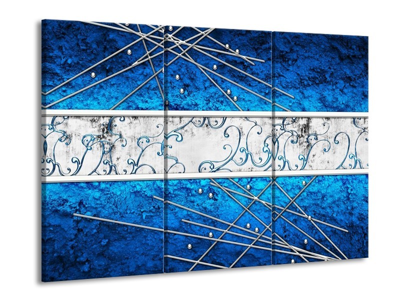 Canvas schilderij Modern | Blauw, Zwart | 90x60cm 3Luik