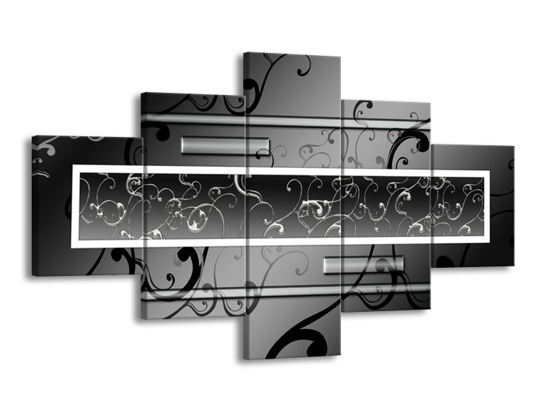 Glas schilderij Modern | Grijs, Zwart, Wit | 125x70cm 5Luik