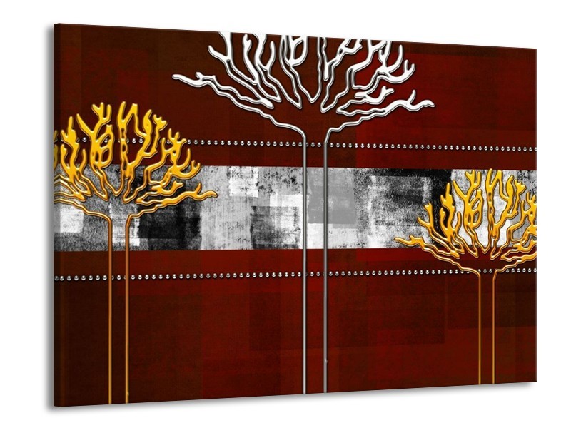 Glas schilderij Modern | Bruin, Grijs, Geel | 100x70cm 1Luik