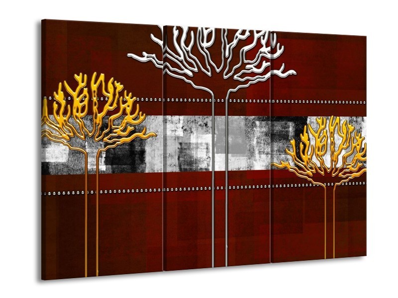 Canvas schilderij Modern | Bruin, Grijs, Geel | 90x60cm 3Luik