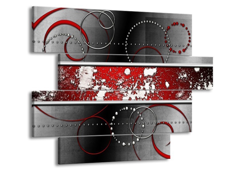 Canvas schilderij Modern | Rood, Grijs, Wit | 115x85cm 4Luik