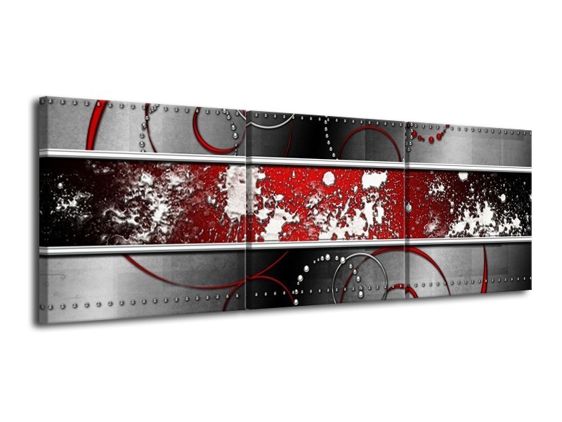 Glas schilderij Modern | Rood, Grijs, Wit | 120x40cm 3Luik