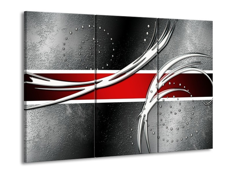 Canvas schilderij Modern | Rood, Grijs, Wit | 90x60cm 3Luik