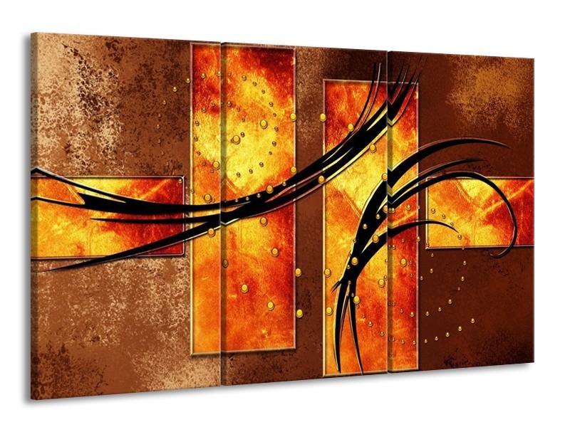 Glas schilderij Modern | Geel, Bruin, Zwart | 165x100cm 3Luik