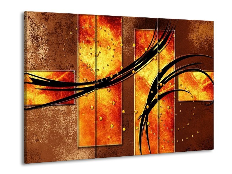 Canvas schilderij Modern | Geel, Bruin, Zwart | 90x60cm 3Luik