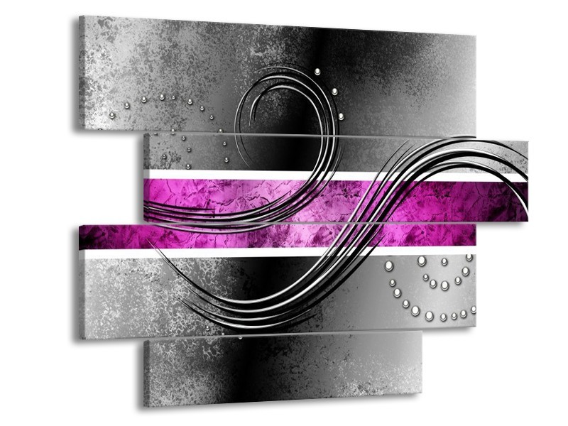 Canvas schilderij Modern | Grijs, Paars, Wit | 115x85cm 4Luik