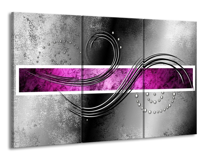 Glas schilderij Modern | Grijs, Paars, Wit | 165x100cm 3Luik