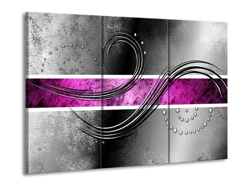 Canvas schilderij Modern | Grijs, Paars, Wit | 90x60cm 3Luik