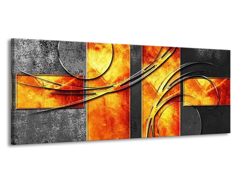 Glas schilderij Modern | Geel, Grijs, Oranje | 145x58cm 1Luik