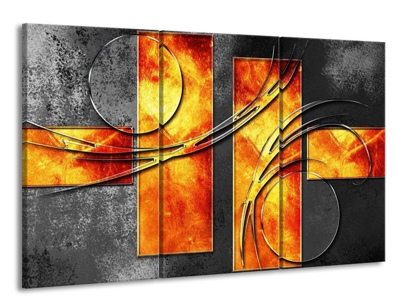Glas schilderij Modern | Geel, Grijs, Oranje | 165x100cm 3Luik
