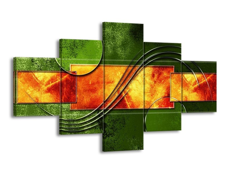 Glas schilderij Modern | Oranje, Geel, Groen | 125x70cm 5Luik