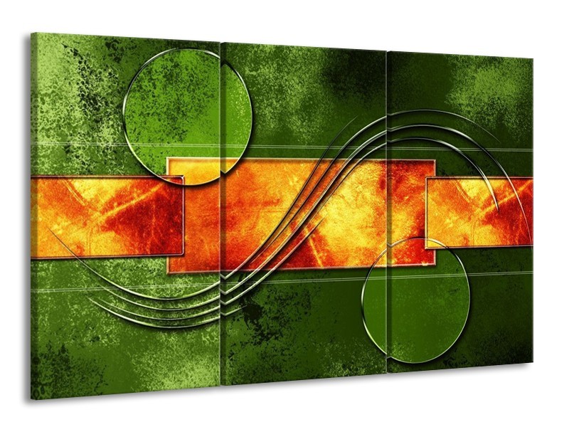 Glas schilderij Modern | Oranje, Geel, Groen | 165x100cm 3Luik