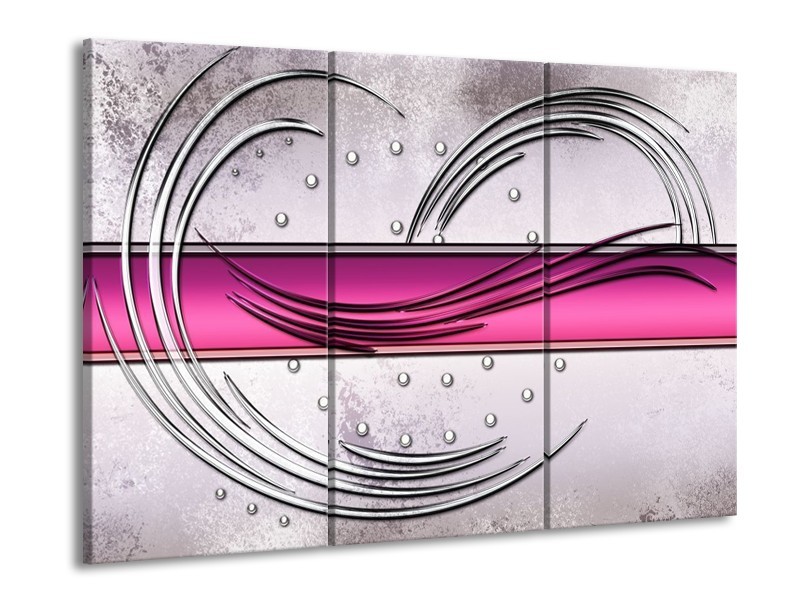 Canvas schilderij Modern | Grijs, Paars | 90x60cm 3Luik