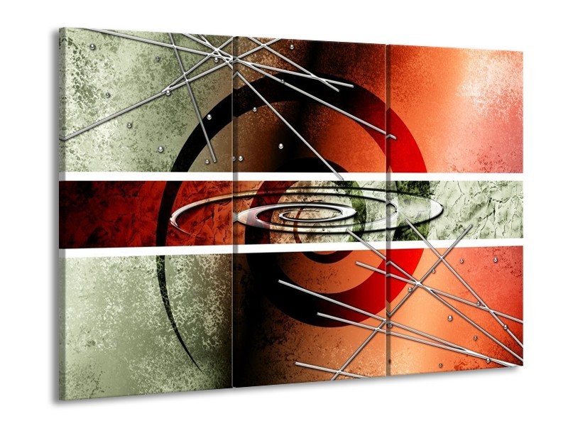 Canvas schilderij Modern | Rood, Grijs, Wit | 90x60cm 3Luik