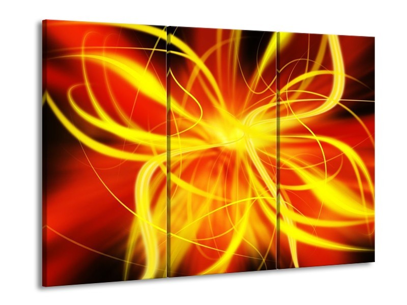Canvas schilderij Modern | Geel, Oranje, Bruin | 90x60cm 3Luik