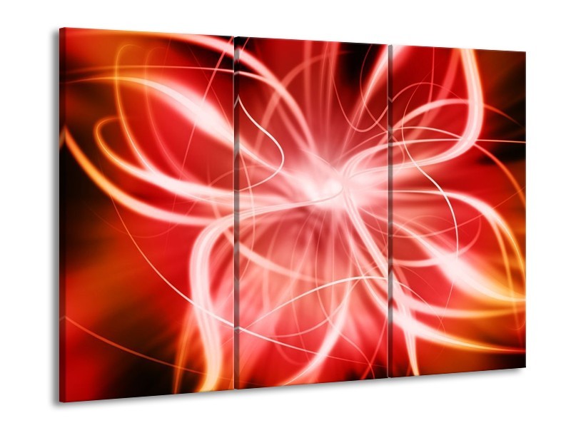 Canvas schilderij Modern | Rood, Wit, Grijs | 90x60cm 3Luik