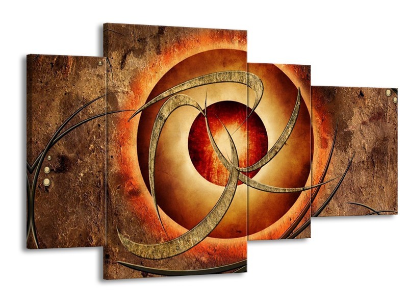 Glas schilderij Modern | Bruin, Oranje | 120x75cm 4Luik