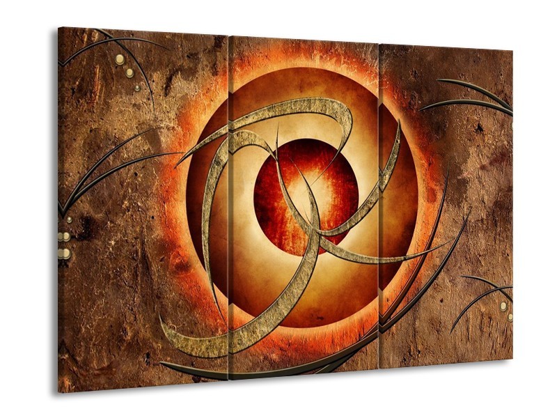 Canvas schilderij Modern | Bruin, Oranje | 90x60cm 3Luik