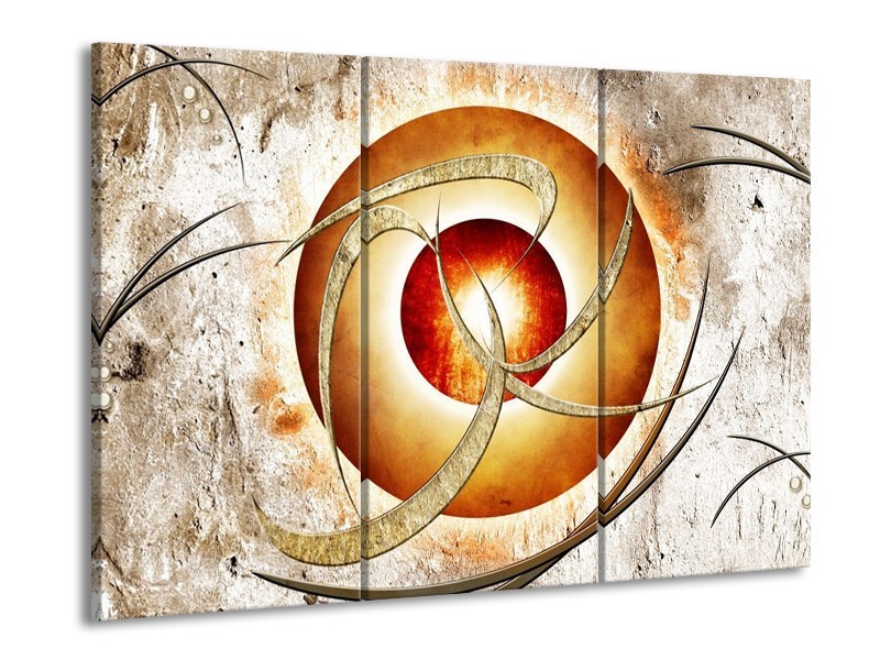 Canvas schilderij Modern | Wit, Oranje | 90x60cm 3Luik