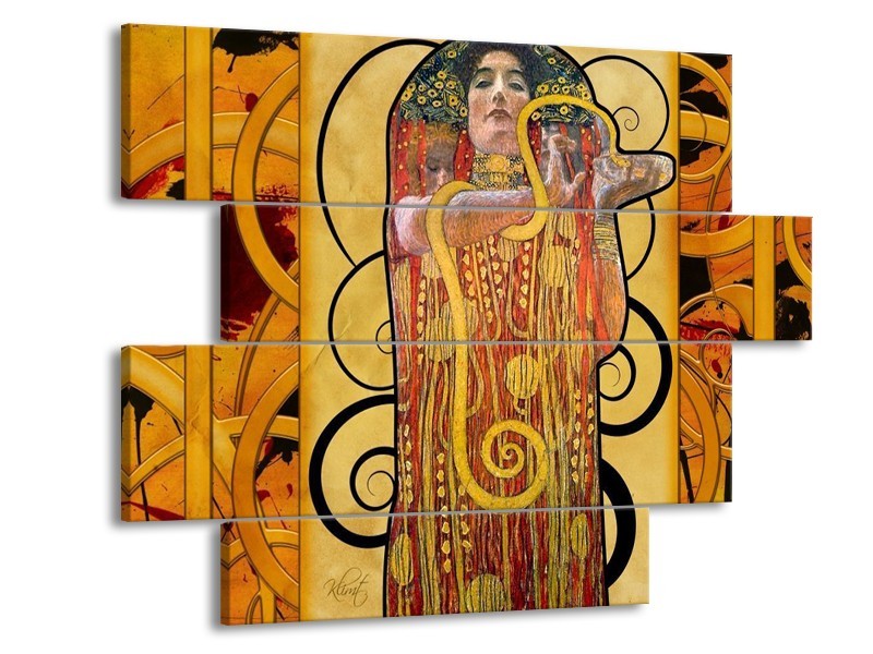 Canvas schilderij Modern | Geel, Bruin, Zwart | 115x85cm 4Luik