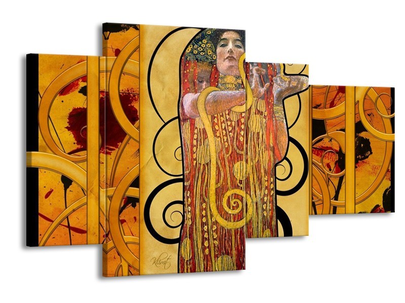 Glas schilderij Modern | Geel, Bruin, Zwart | 120x75cm 4Luik