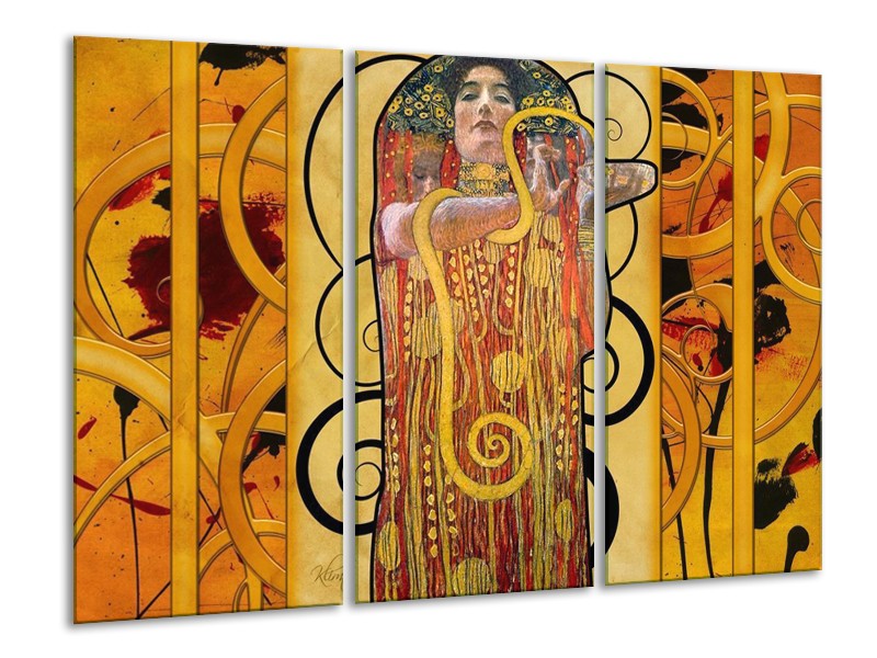 Glas schilderij Modern | Geel, Bruin, Zwart | 120x80cm 3Luik