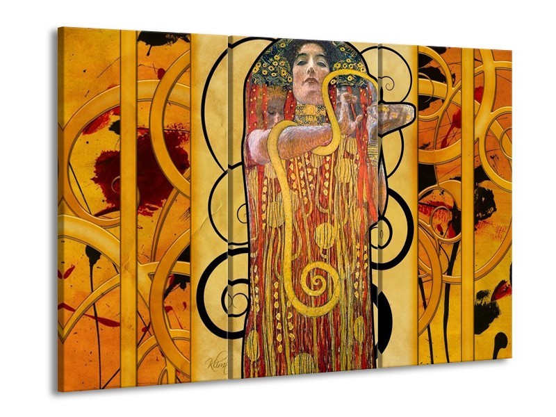 Canvas schilderij Modern | Geel, Bruin, Zwart | 90x60cm 3Luik