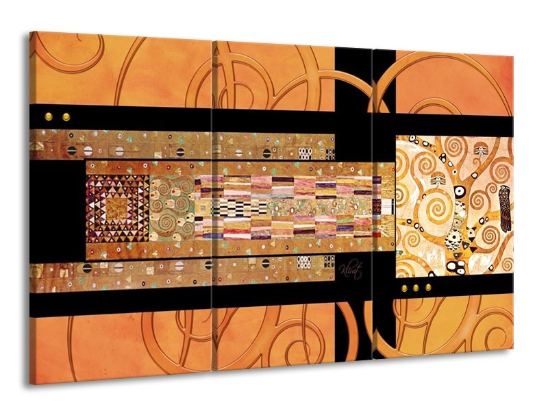 Glas schilderij Modern | Geel, Bruin, Zwart | 165x100cm 3Luik