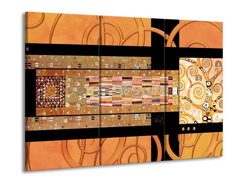 Canvas schilderij Modern | Geel, Bruin, Zwart | 90x60cm 3Luik