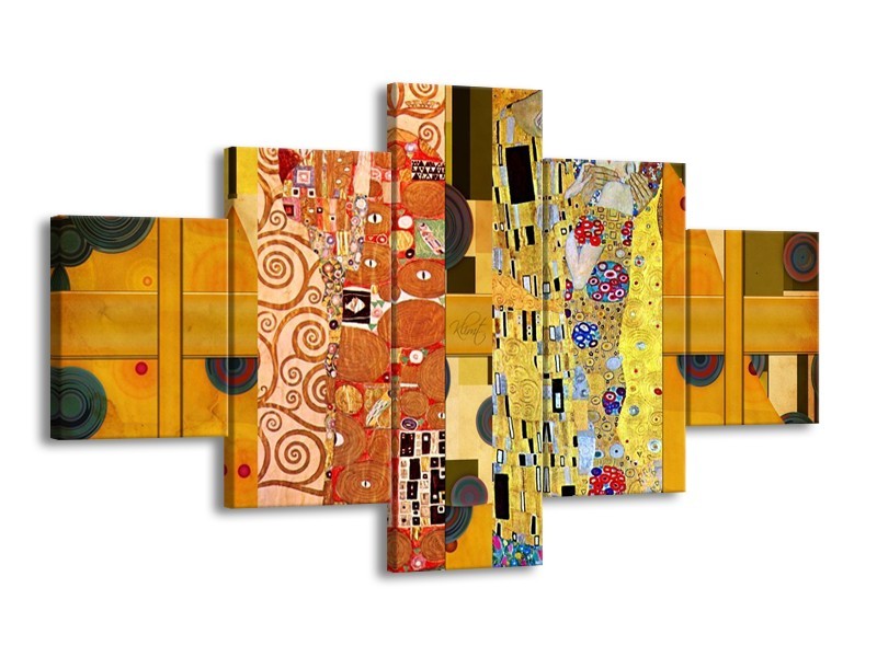Glas schilderij Modern | Geel, Bruin, Zwart | 125x70cm 5Luik