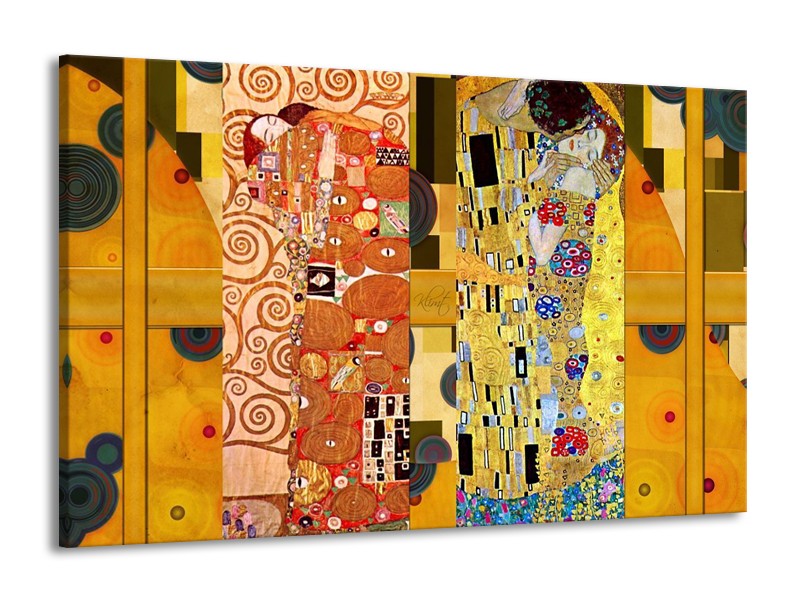 Canvas schilderij Modern | Geel, Bruin, Zwart | 140x90cm 1Luik