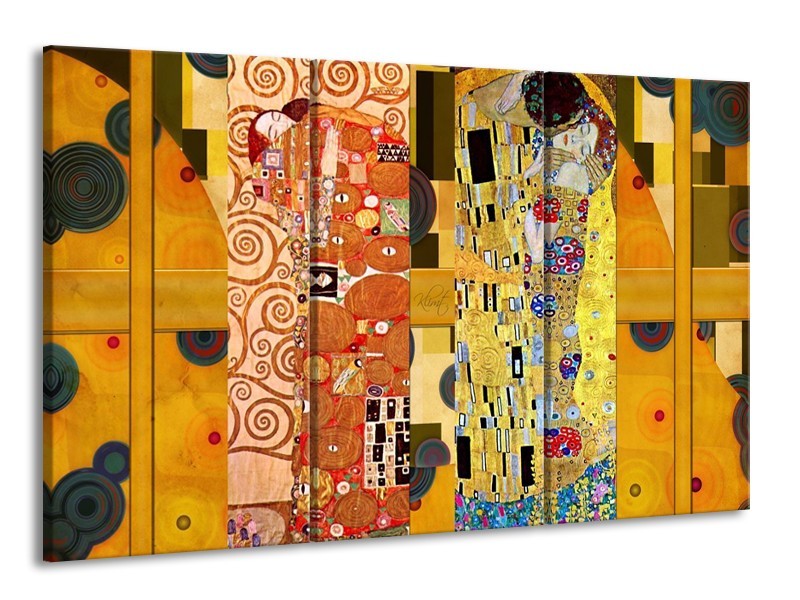 Glas schilderij Modern | Geel, Bruin, Zwart | 165x100cm 3Luik