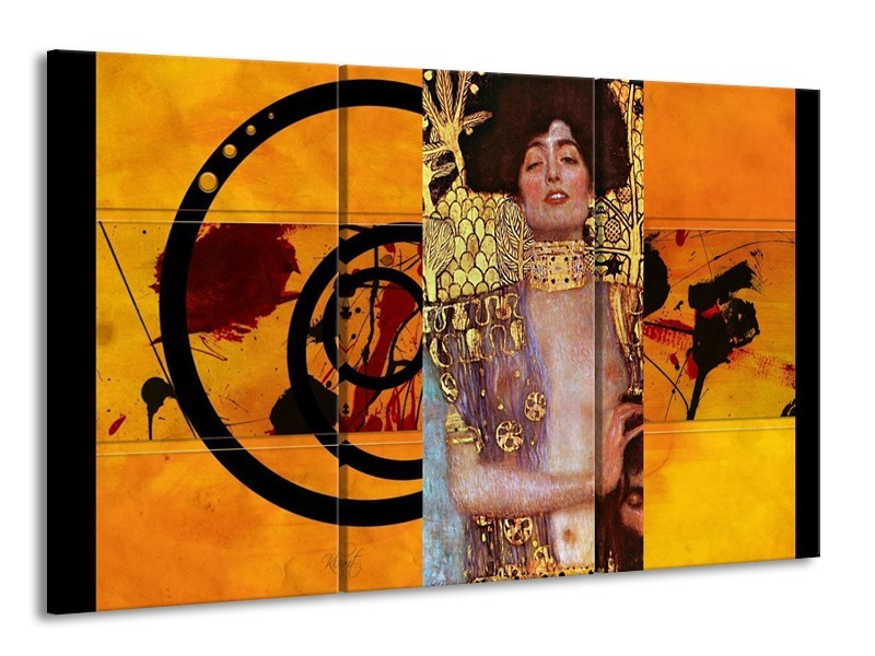 Glas schilderij Modern | Geel, Bruin, Zwart | 165x100cm 3Luik