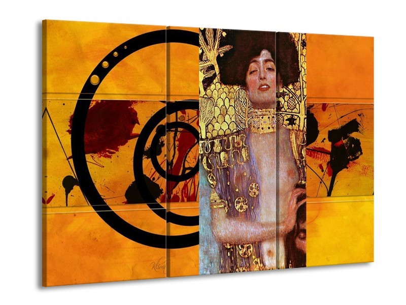 Canvas schilderij Modern | Geel, Bruin, Zwart | 90x60cm 3Luik