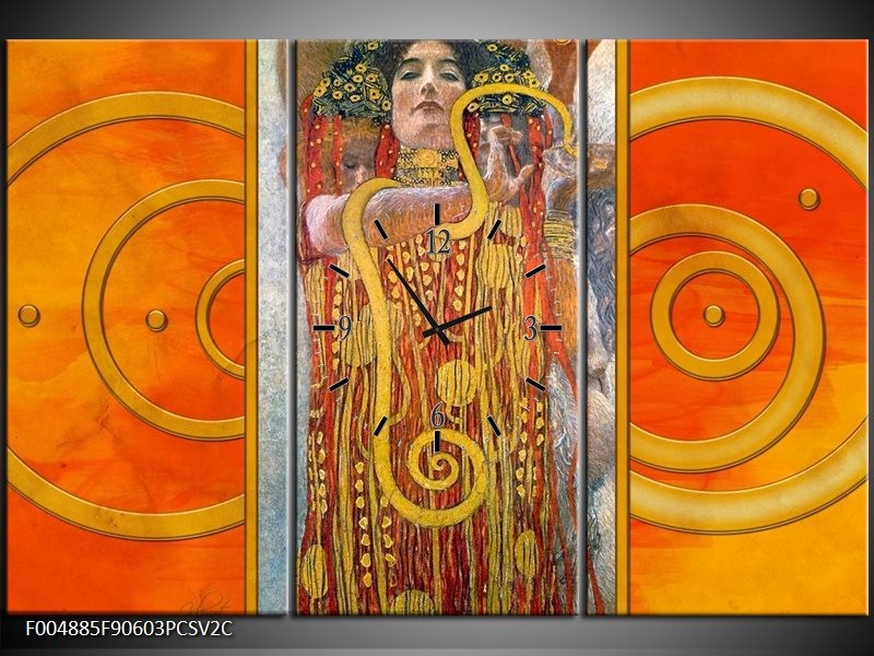 Klok schilderij Modern | Geel, Bruin, Zwart | 90x60cm 3Luik