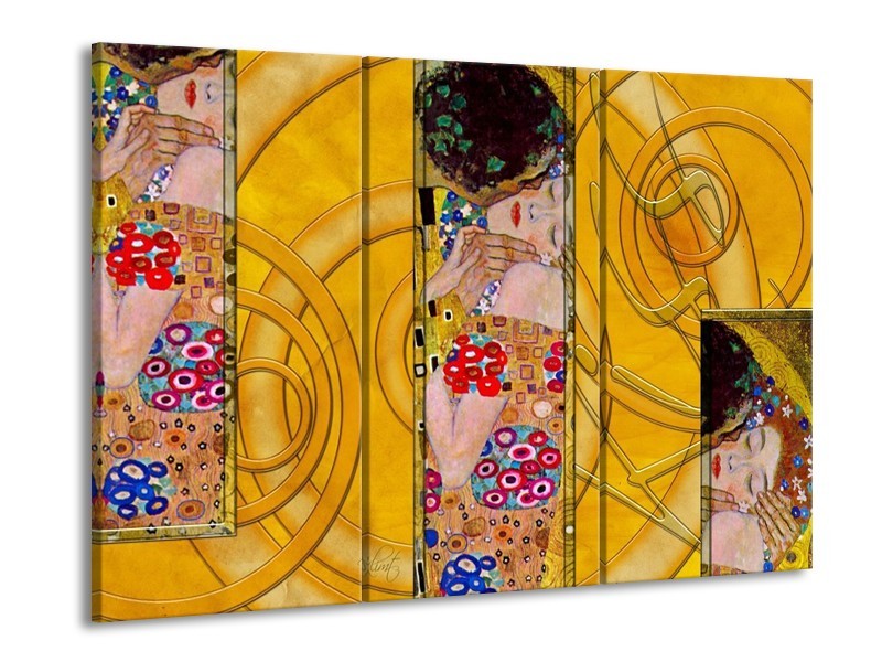 Canvas schilderij Modern | Geel, Roze, Rood | 90x60cm 3Luik