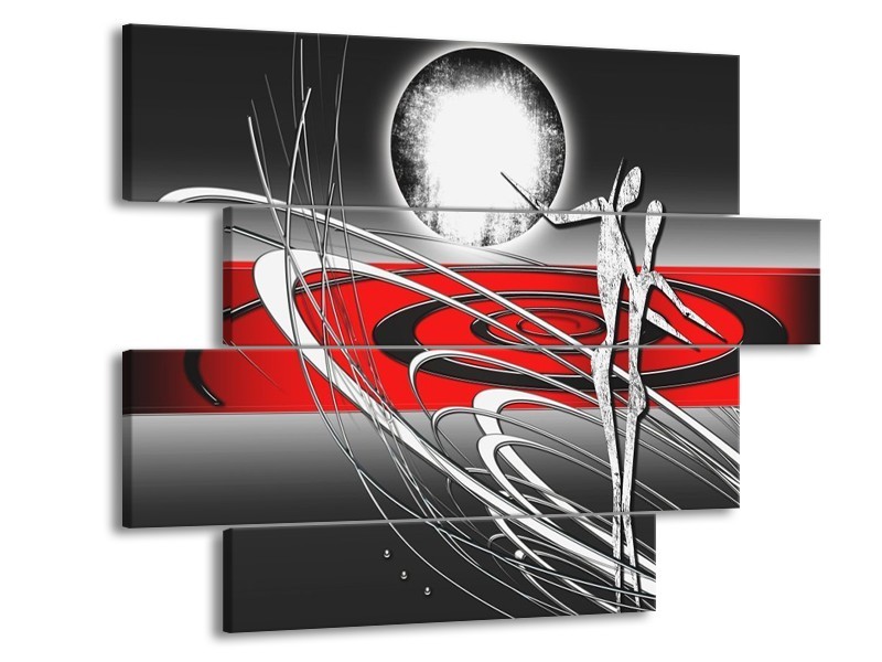 Canvas schilderij Modern | Rood, Grijs, Wit | 115x85cm 4Luik
