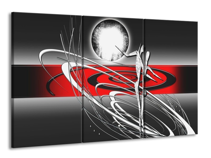 Glas schilderij Modern | Rood, Grijs, Wit | 165x100cm 3Luik