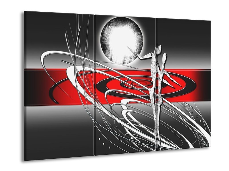 Canvas schilderij Modern | Rood, Grijs, Wit | 90x60cm 3Luik