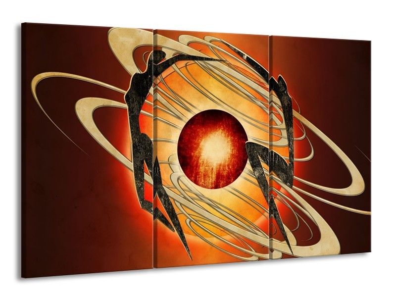 Glas schilderij Modern | Bruin, Oranje, Zwart | 165x100cm 3Luik