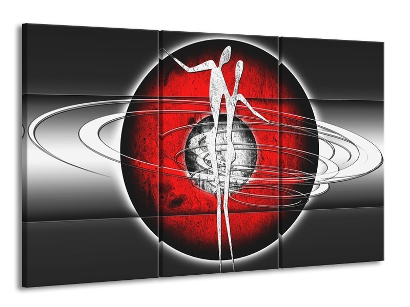 Glas schilderij Modern | Rood, Grijs, Zwart | 165x100cm 3Luik
