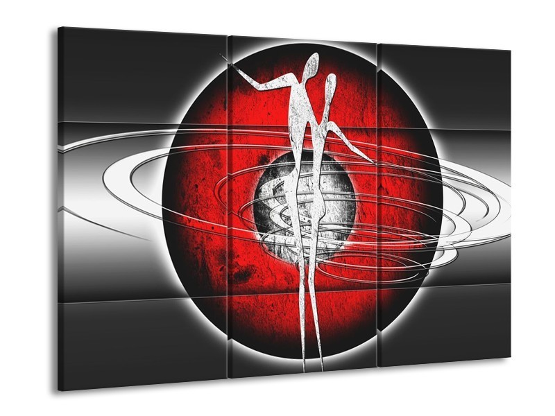Canvas schilderij Modern | Rood, Grijs, Zwart | 90x60cm 3Luik