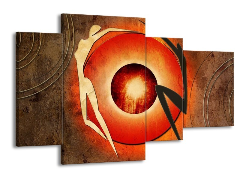 Glas schilderij Modern | Bruin, Oranje, Zwart | 120x75cm 4Luik