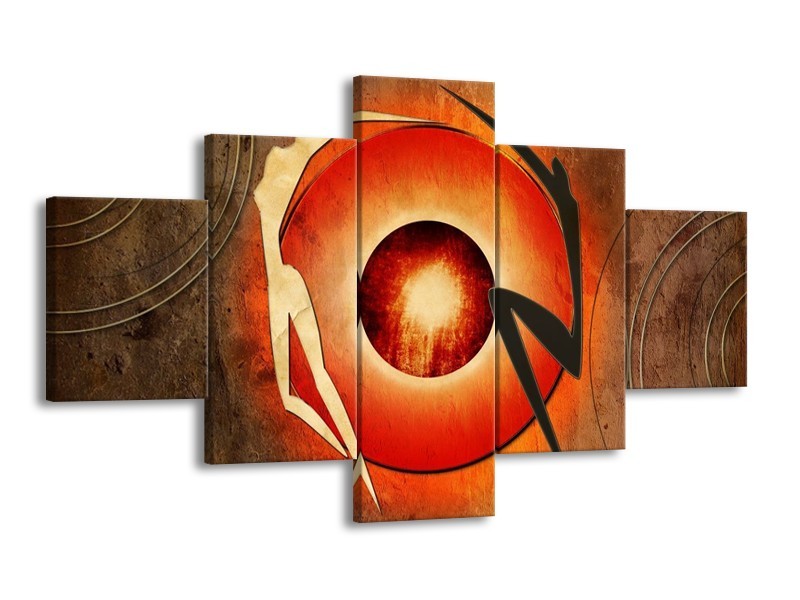 Glas schilderij Modern | Bruin, Oranje, Zwart | 125x70cm 5Luik
