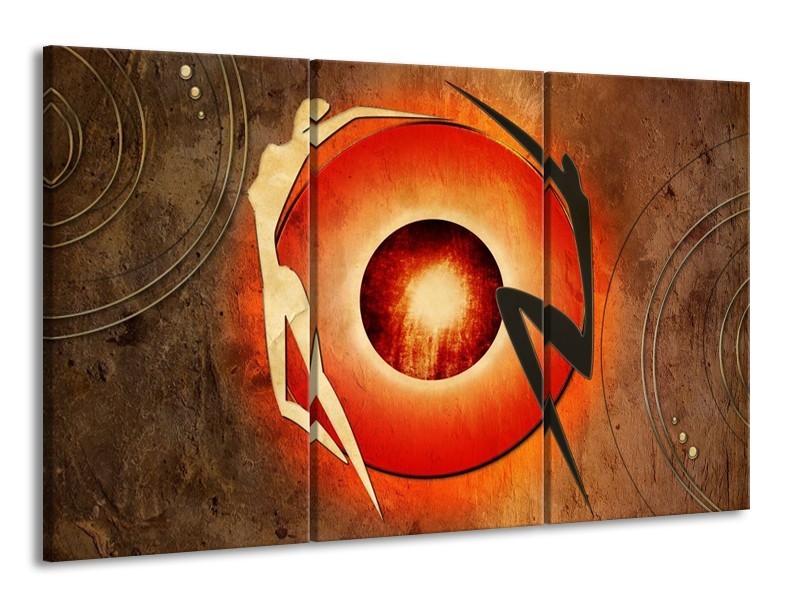 Glas schilderij Modern | Bruin, Oranje, Zwart | 165x100cm 3Luik