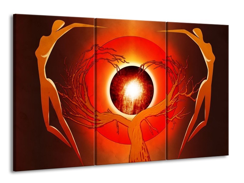 Glas schilderij Modern | Bruin, Oranje, Zwart | 165x100cm 3Luik